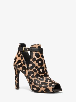 Lawson Leopard Print Calf Hair Open-Toe Ankle Boot