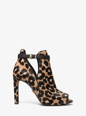 Lawson Leopard Print Calf Hair Open-Toe Ankle Boot