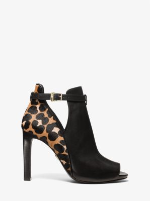 Lawson Leather and Leopard Print Calf Hair Open-Toe Ankle Boot image number 1