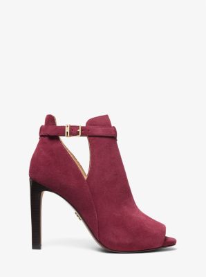 Burgundy open cheap toe boots