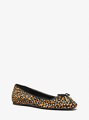 Nori Leopard Print Calf Hair Ballet Flat