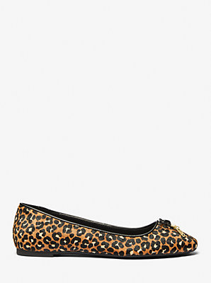 Nori Leopard Print Calf Hair Ballet Flat