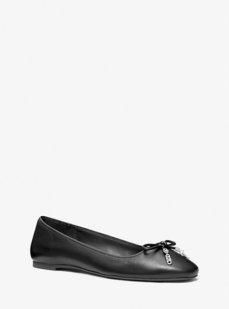 Michael Kors Nori Leather Ballet Flat In Black