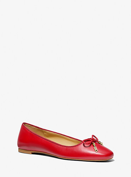 Michael Kors Nori Leather Ballet Flat In Red