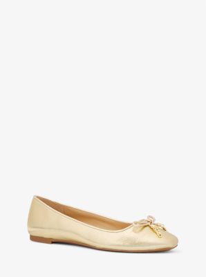 Michaelkors Nori Metallic Leather Ballet Flat,PALE GOLD