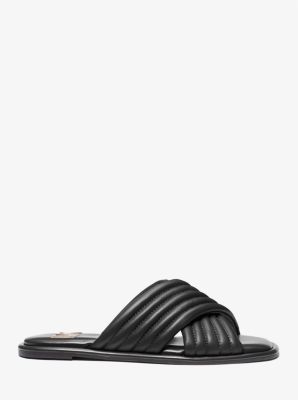 Portia Quilted Leather Slide Sandal | Michael Kors Canada