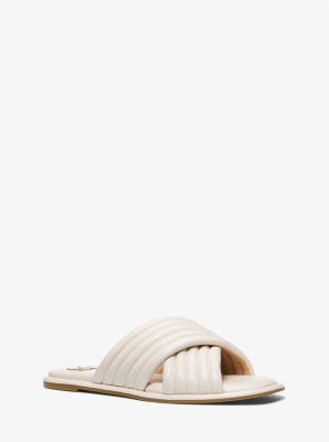 Portia Quilted Leather Slide Sandal Michael Kors Canada