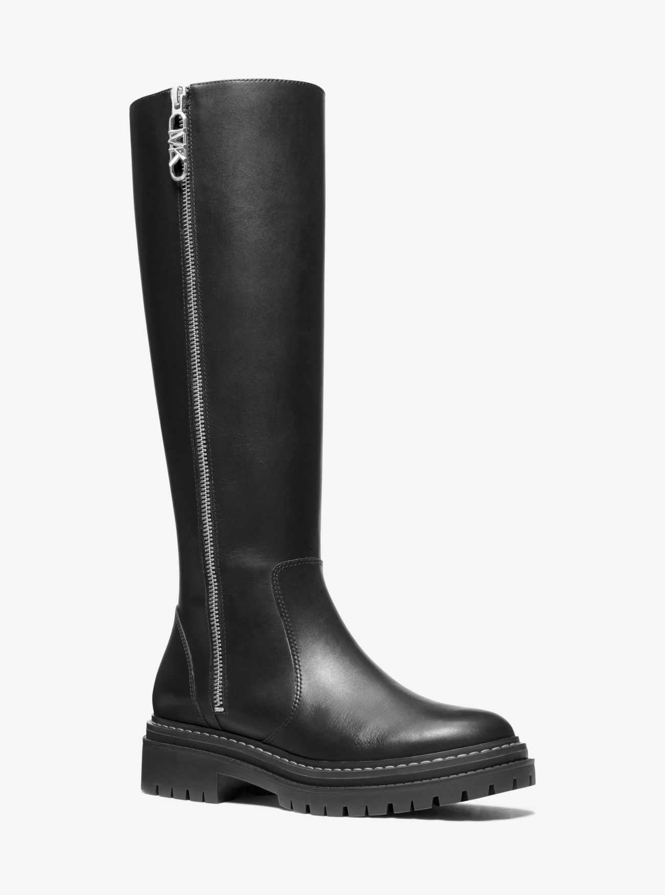 MK Regan Leather Boot - Black - Michael Kors