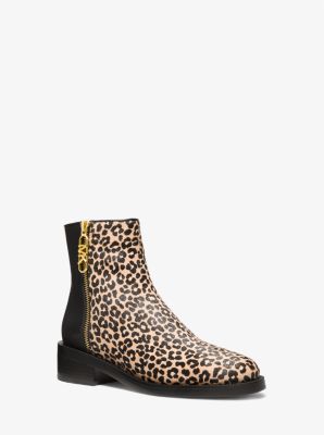 Regan Leopard Print Calf Hair and Leather Ankle Boot