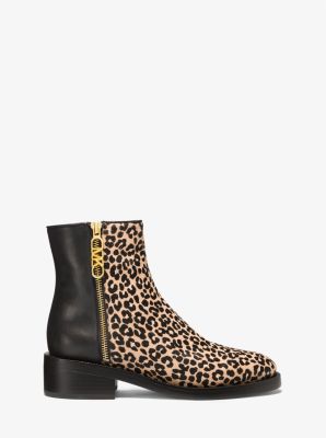 Stivaletto Regan in pelle effetto cavallino leopardata e pelle