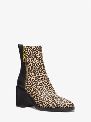 Regan Leopard Print Calf Hair and Leather Ankle Boot