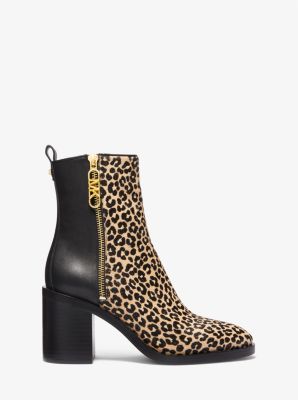 Regan Leopard Print Calf Hair and Leather Ankle Boot