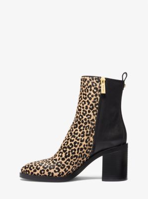 Regan Leopard Print Calf Hair and Leather Ankle Boot