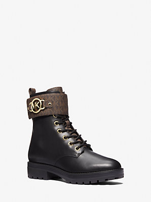 Michaelkors Rory Leather and Logo Combat Boot