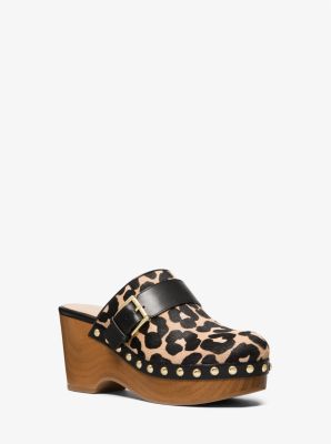 Rye Studded Leopard Print Calf Hair Platform Clog image number 0