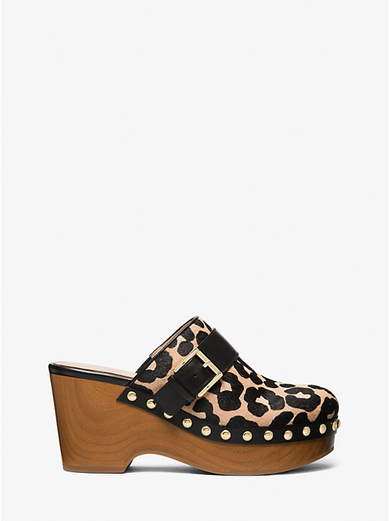 Rye Studded Leopard Print Calf Hair Platform Clog image number 1