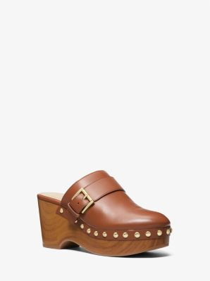 Clog Rye van leer met plateauzool en studs image number 0