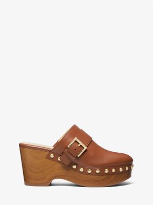 Clog Rye van leer met plateauzool en studs image number 1