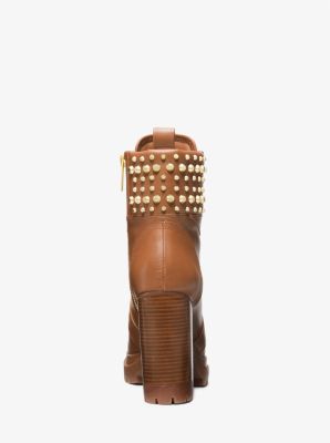 Michael kors brown leather hot sale boots