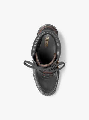 Bota Asher de piel con monograma imperio in MARR&Oacute;N/NEGRO | Michael Kors