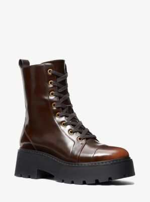 Blake Burnished Leather Combat Boot Michael Kors