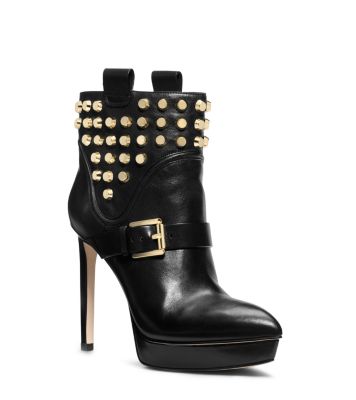 michael kors black booties with gold zipper