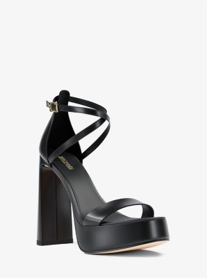 Michael Kors Cami Leather Platform Sandal In Black
