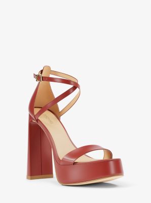 Michael Kors Cami Leather Platform Sandal In Burgundy
