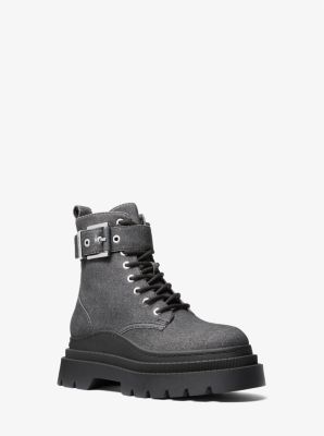 Colby Denim Print Leather Combat Boot image number 0