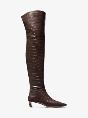 Cosmo Crocodile Embossed Leather Over-The-Knee Boot image number 1