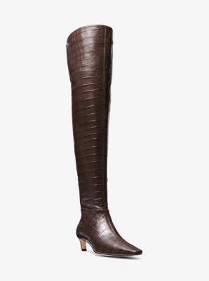 Rue Embellished Glitter Chain-Mesh Knee Boot | Michael Kors