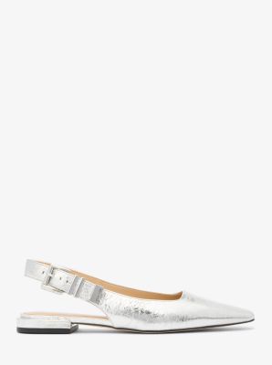 Flacher Schuh Darrington aus Leder in Metallic-Krakelee-Optik