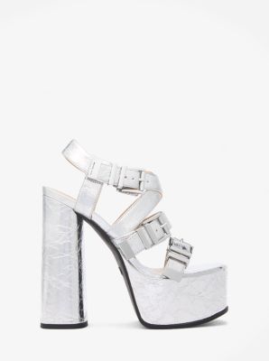 Darrington Crackled Metallic Leather Platform Sandal