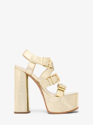 Darrington Crackled Metallic Leather Platform Sandal