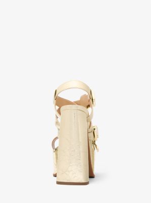 Darrington Crackled Metallic Leather Platform Sandal