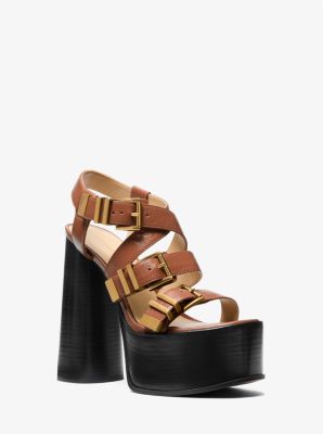 Michael kors brown leather sandals on sale