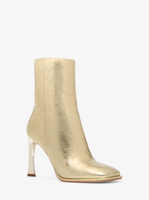 MK Kelsea Metallic Crackled Leather Boot - Gold - Michael Kors MICHAEL Michael Kors