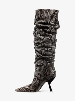 Stiefel Luna aus Leder mit Schlangenprägung