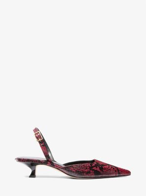 Thumbnail - MK Slingpumps Luna Aus Leder Mit Schlangenprägung Und Mit Kitten-Heel-Absatz - Rot - Michael Kors