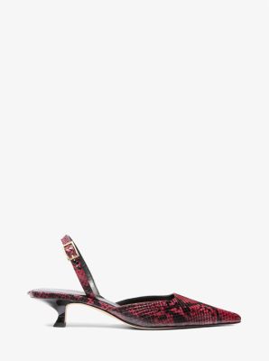 Luna Snake Embossed Leather Slingback Kitten Pump image number 1