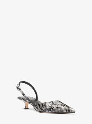 Luna Snake Embossed Leather Slingback Kitten Pump image number 0