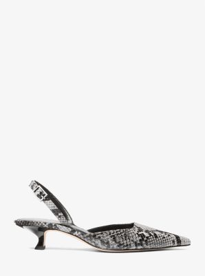 Luna Snake Embossed Leather Slingback Kitten Pump image number 1