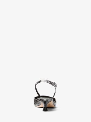 Décolleté slingback Luna in pelle stampa serpente con mezzo tacco