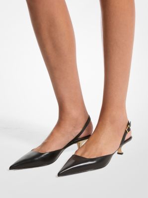 Luna Leather Slingback Kitten Pump