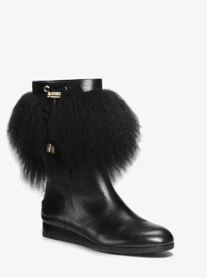 Lizzie Fur-Trimmed Leather Boot 