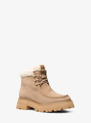 Michael Kors Cade Fleece-lined Suede Ankle Boot In Brown