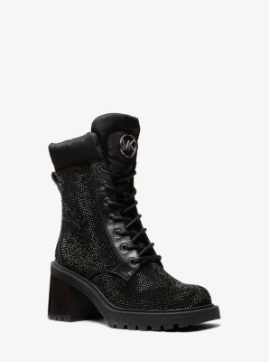 Michael Kors Cade Embellished Combat Boot In Black