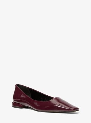 Michael Kors Darrah Crackled Patent Leather Ballet Flat In Red