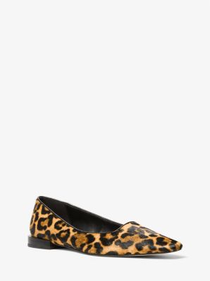 MK Ballerina Darrah Aus Kalbshaar Mit Leopardenmuster - Gelb