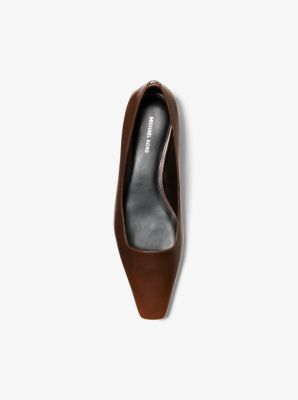 Darrah Burnished Leather Ballet Flat in LUGGAGE | Michael Kors
